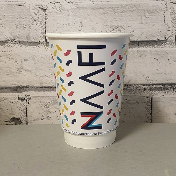 bespoke compostable recyclable takeaway coffee cup - own brand - NAAFI